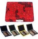 Tre etui med rødt silkestoff dekor til 6 oborør  thumbnail